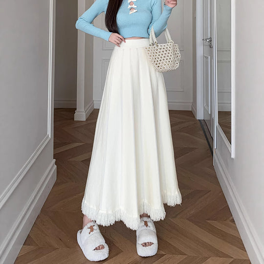 Damen Eleganter Maxirock mit Fransen Shop Nory