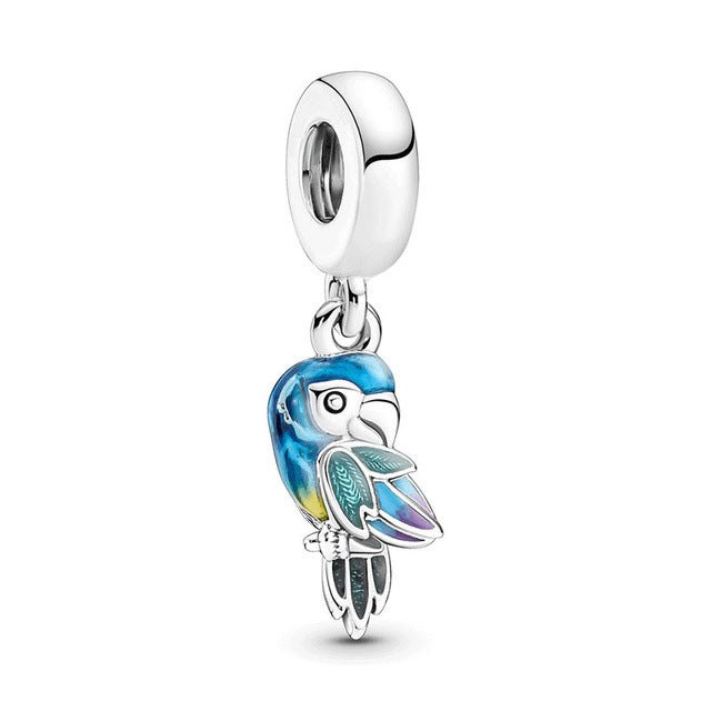 Versilberter Charm-Anhänger mit Mond, Sternen und Tanzender Elfe