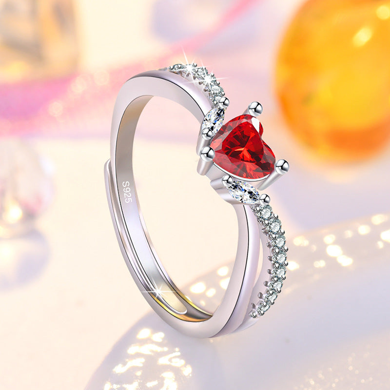 Damen Herzring mit funkelnden Zirkonia-Akzenten Shop Nory