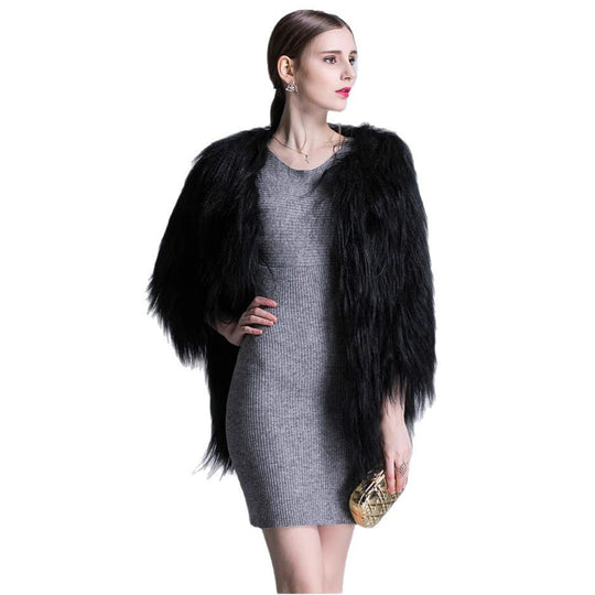 Damen Langfloriger Kunstpelz‑Mantel mit offener Front und eleganter Silhouette Shop Nory