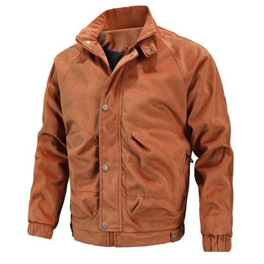 Herren Leichter urbaner Bomber mit Stehkragen, Reißverschluss-Ärmeltasche und Rippbündchen Shop Nory