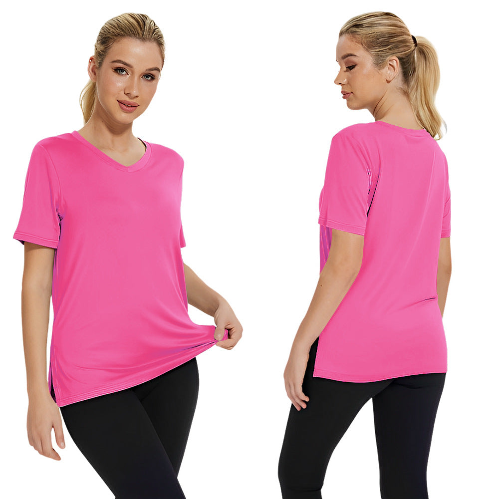 Damen Funktionales V-Ausschnitt Sportshirt mit atmungsaktiver Technologie Shopnory