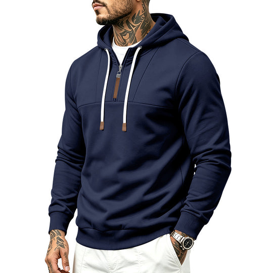 Herren Moderner Halbzip-Hoodie aus French Terry mit Zierriegel und Kordelzug Shop Nory