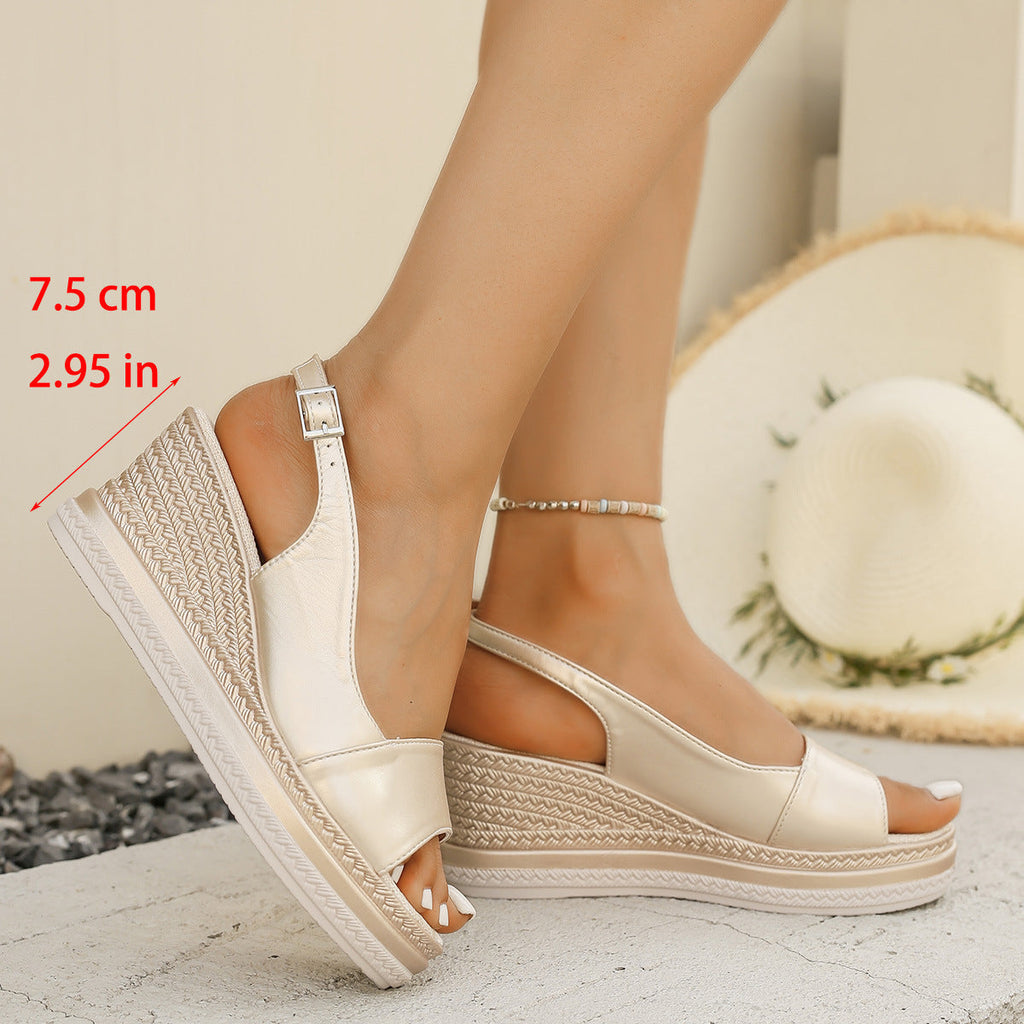 Damen Wedge-Pantoletten mit elegantem Riemen und rutschfester Sohle