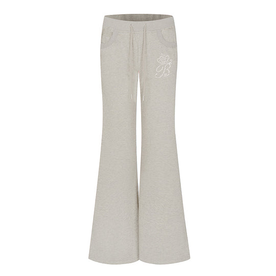 Damen Ausgestellte Loungehose mit hohem Komfortbund, Kordelzug und Strass‑Logo Shop Nory
