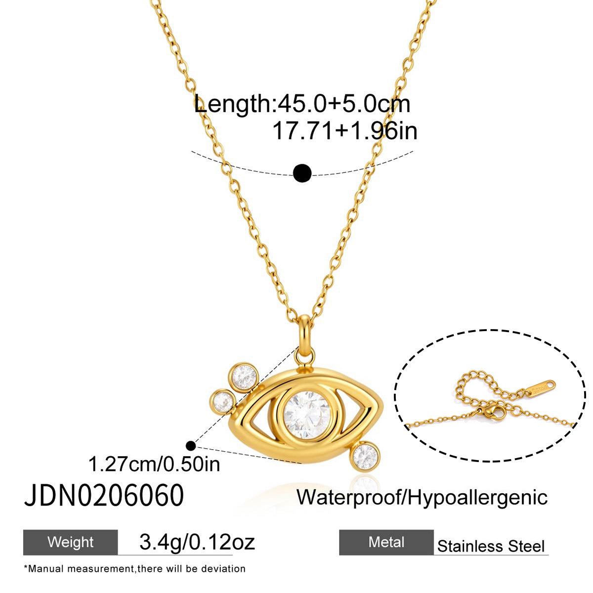 Damen Halskette mit hypnotisierenden Augenmotiv und funkelnden Zirkonia Shop Nory