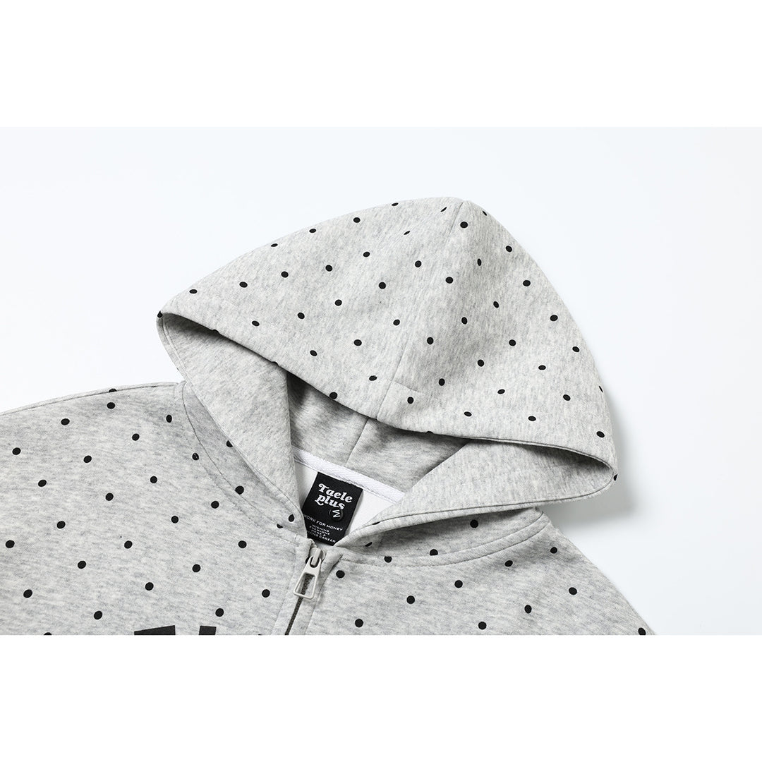 Damen Kapuzen-Sweatjacke mit durchgehendem Reißverschluss, Allover-Pünktchenmuster und mehrfacher Logogestaltung Shop Nory