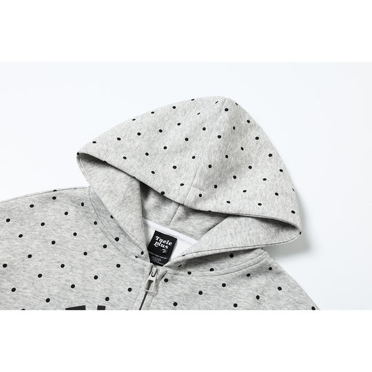 Damen Kapuzen-Sweatjacke mit durchgehendem Reißverschluss, Allover-Pünktchenmuster und mehrfacher Logogestaltung Shop Nory