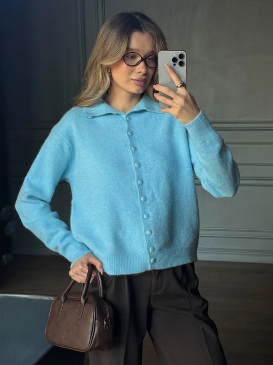 Damen Eleganter Pullover mit Knopfleiste Shop Nory