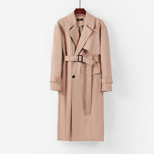 Damen Langer taillierter Trenchcoat mit Bindegürtel und weitem Schalkragen Shop Nory