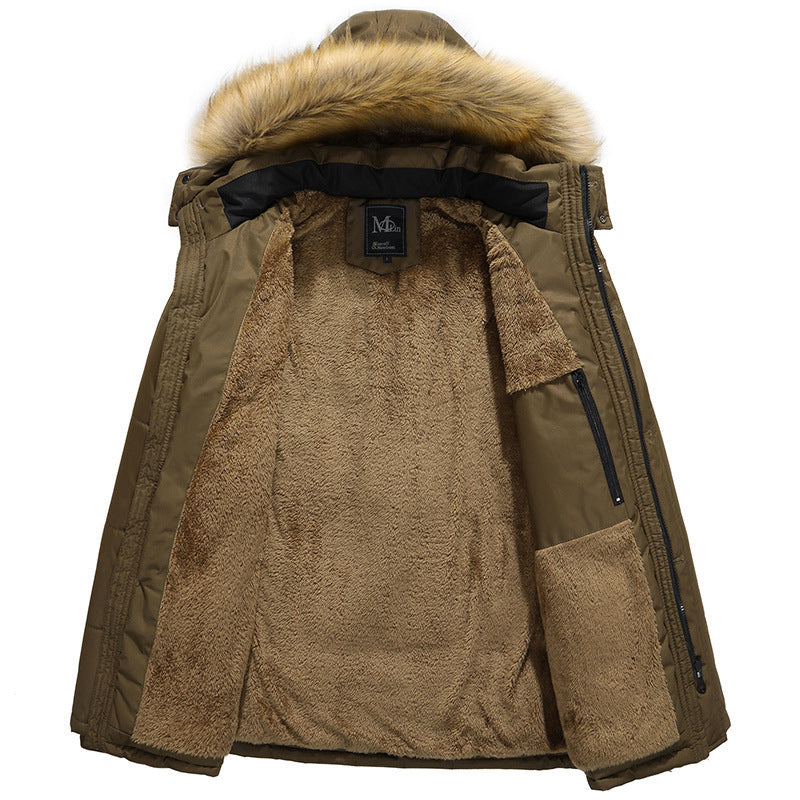 Herren wasserabweisender gesteppter Parka mit Kapuze, Kunstfellblende und Teddyfleece-Innenfutter Shop Nory