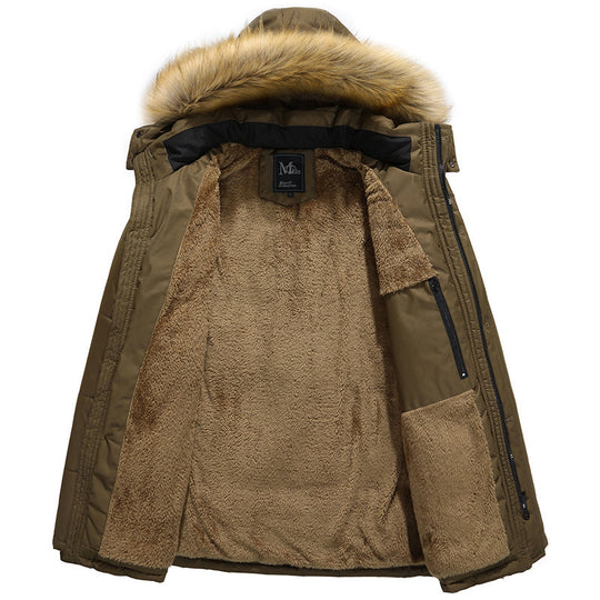 Herren wasserabweisender gesteppter Parka mit Kapuze, Kunstfellblende und Teddyfleece-Innenfutter Shop Nory