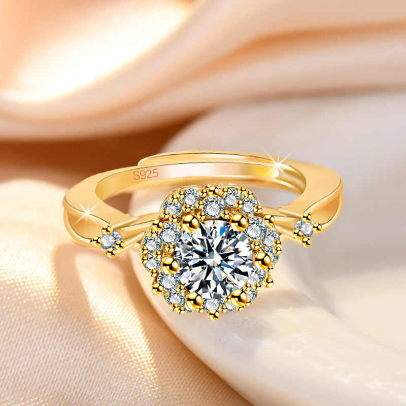 Damenring mit floralen Akzenten und funkelnden Zirkonia Shop Nory