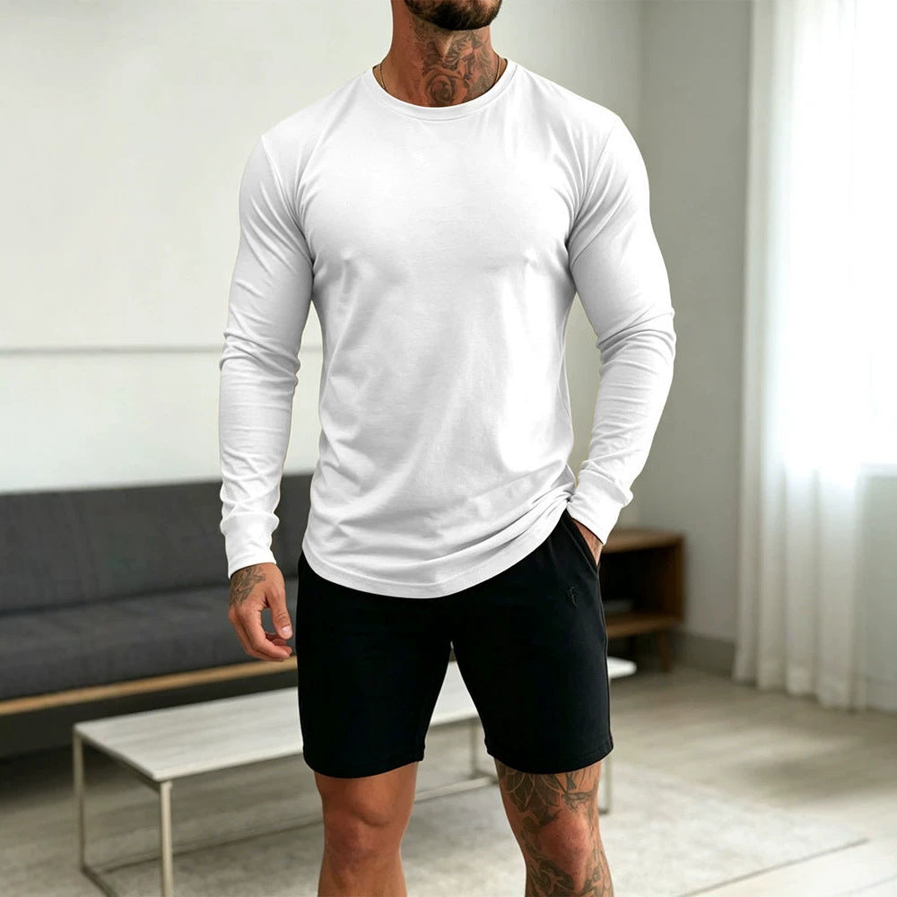 Herren Enganliegendes Langarm-Shirt aus Baumwollstretch mit Rundhals Shop Nory
