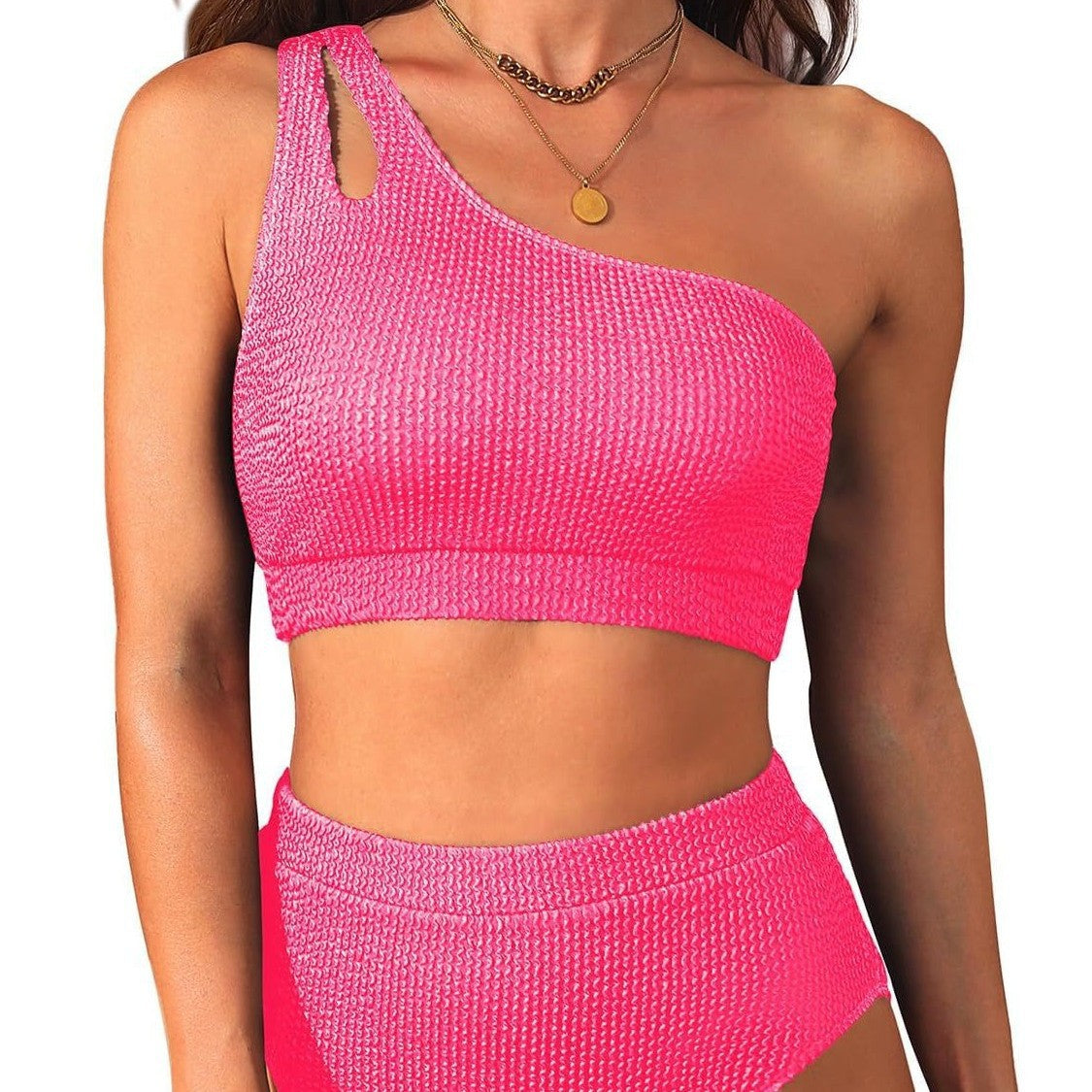 Damen Einseitiger Hochtaillierter Bikini Shopnory
