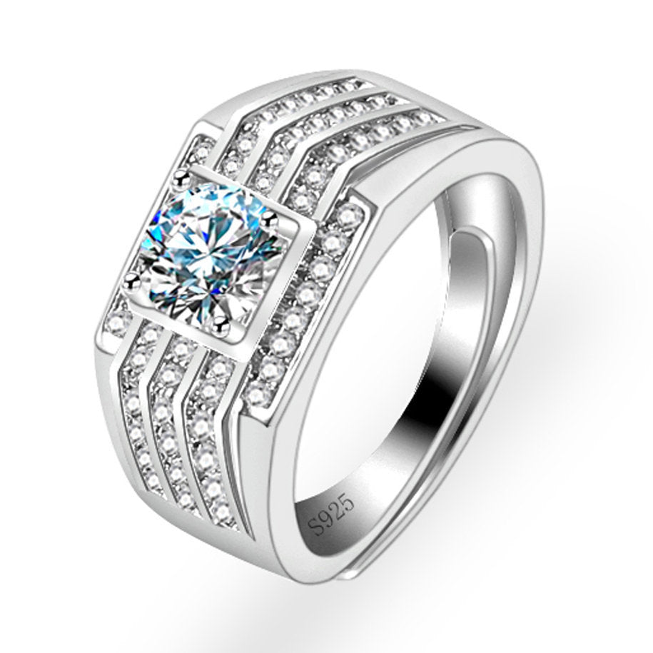 Herren Zierlicher Ring mit quadratischem Kristalldesign Shop Nory