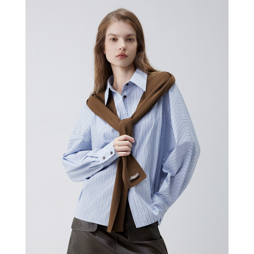 Damen Weiteres Hemd mit feinen Nadelstreifen und kastigem Schnitt Shop Nory