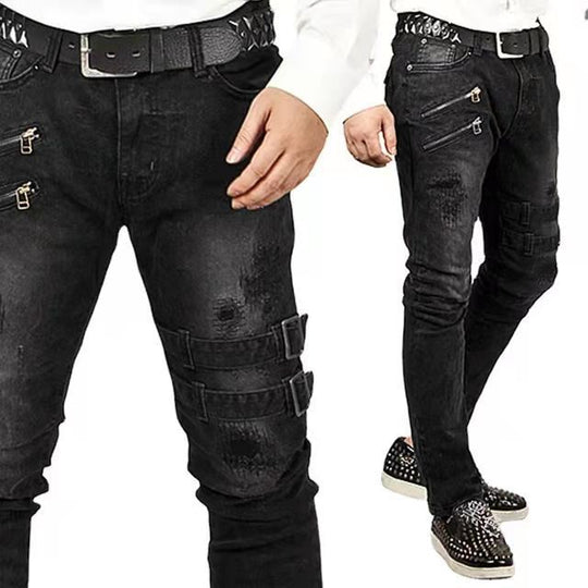 Herren Jeans mit stylischem Reißverschluss und Distressed-Details