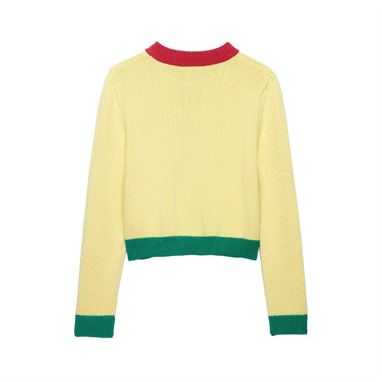 Damen Kurzer Grobstrick-Cardigan mit Kontrastblenden und Zierklappentaschen Shop Nory