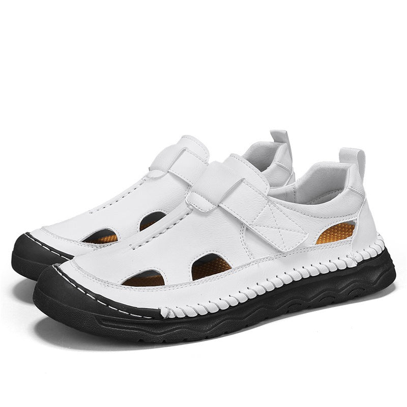 Damen Bequeme Leder-Sandalen mit verstellbarem Riemen und rutschfester Sohle
