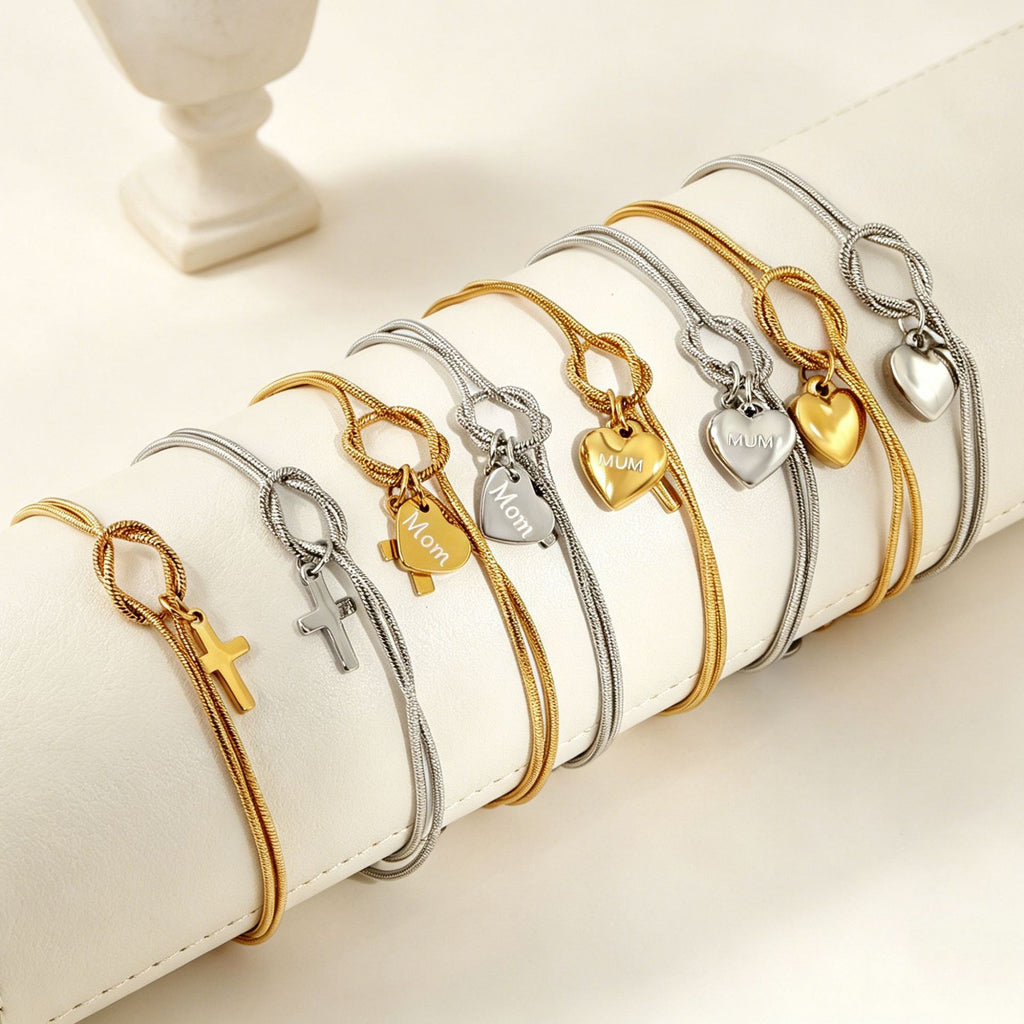 Damen Armband mit gravierten Anhängern und verstellbarem Verschluss Shop Nory