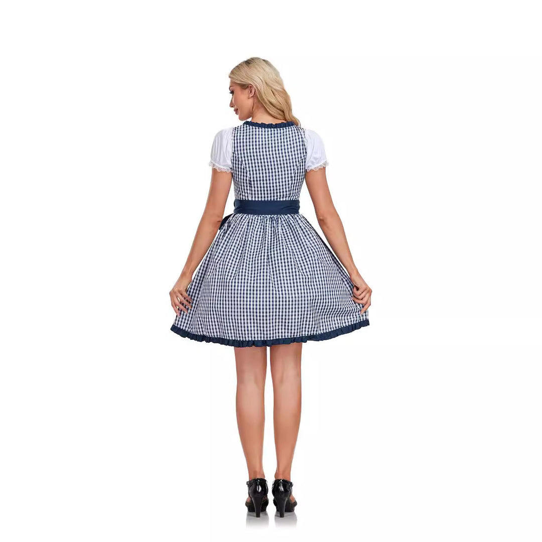 Damen nan kurzes Dirndl Trachtenkleid mit Schnürung Puffärmeln und Schürze Shop Nory