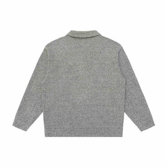 Unisex Feiner Schalkragen-Strickpullover mit halber Knopfleiste und geripptem Saum Shop Nory