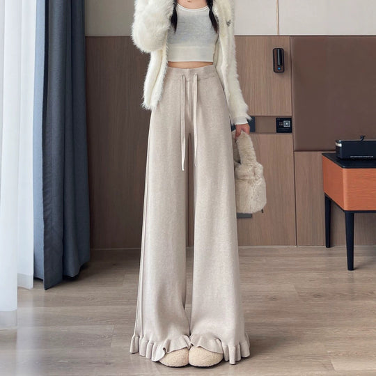 Damen Elegante, weiche Lounge-Hose mit Rüschenabschluss Shop Nory