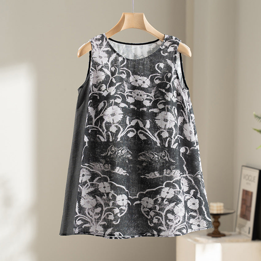 Damen Weite Leinenmix-Hose mit Elastikbund, Palazzoschnitt und ornamentalem Print Shop Nory