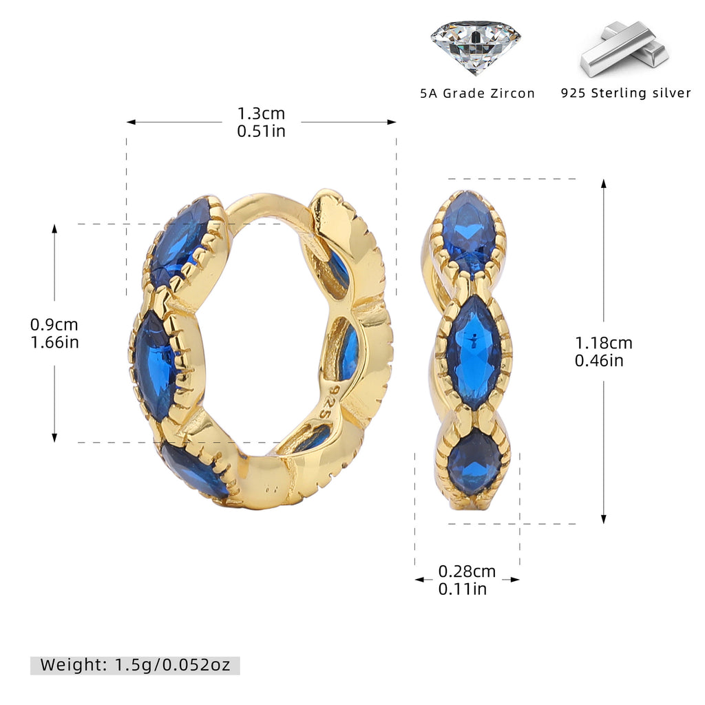 Damen Creolen mit funkelnden blauen Zirkonsteinen aus hochwertigem 925 Sterling Silber Shop Nory