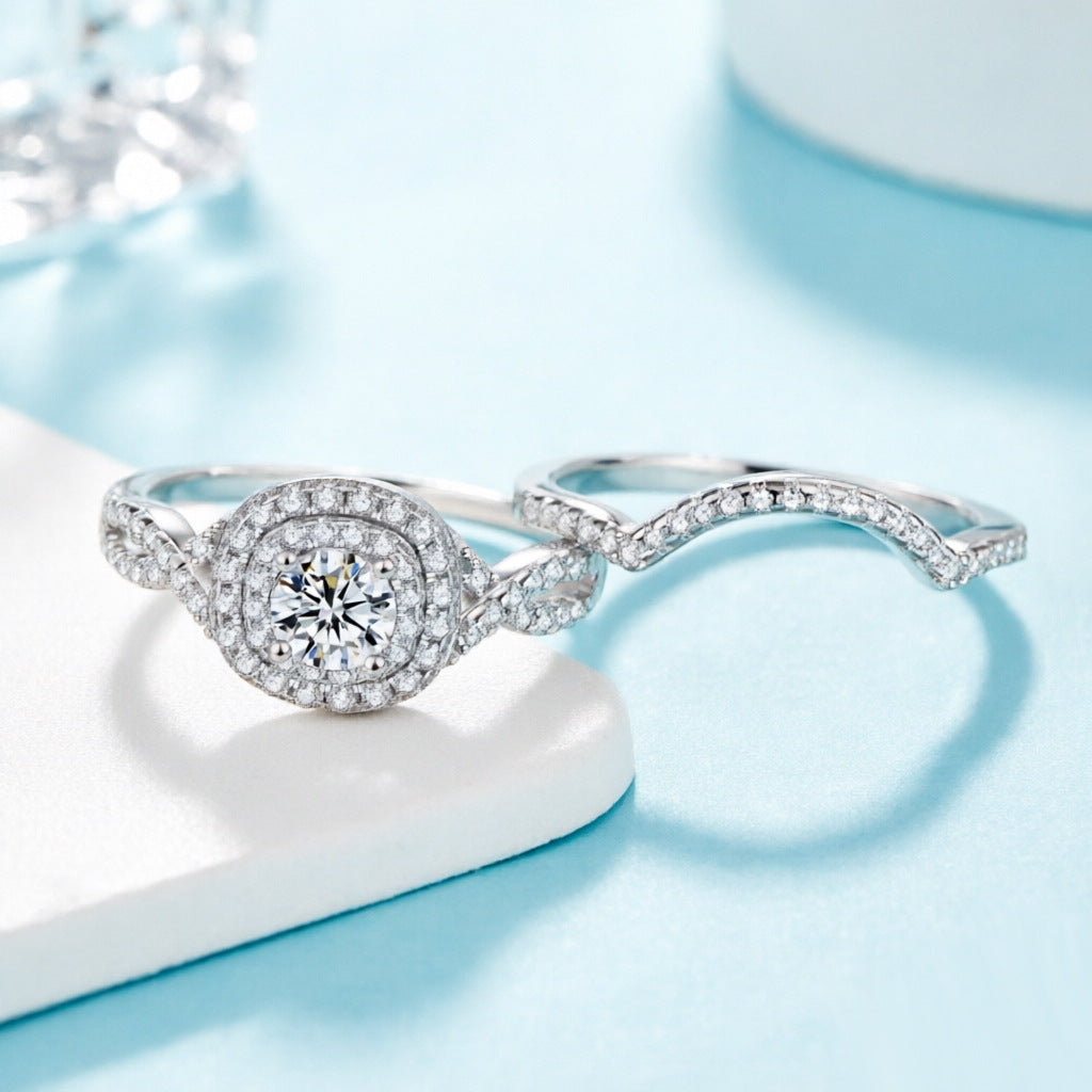 Damen Verlobungsring mit funkelndem Solitär und filigraner Zirkonia-Fassung Shop Nory