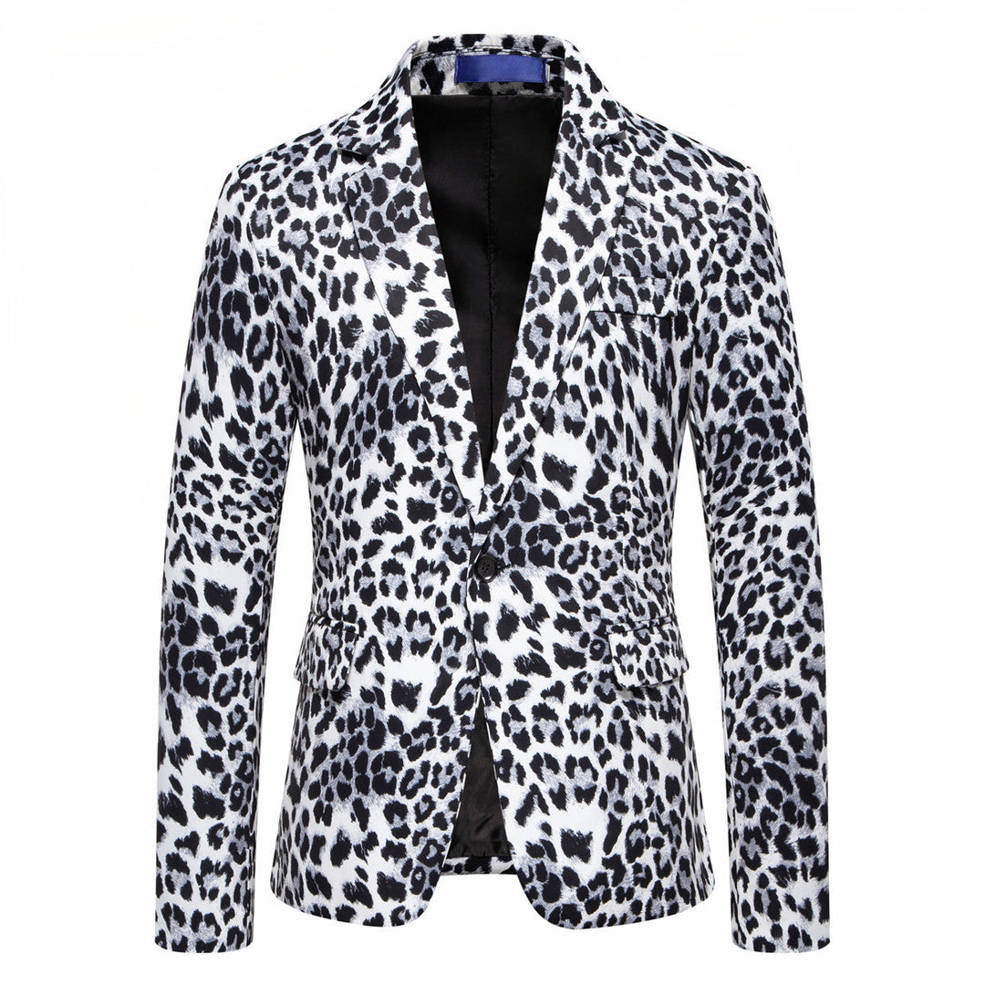 Herren Designer-Blazer mit auffälligem Leopardenmuster und edlem Schnitt