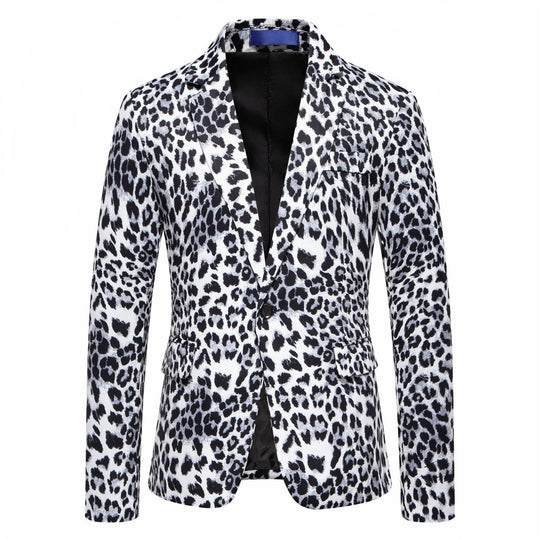 Herren Designer-Blazer mit auffälligem Leopardenmuster und edlem Schnitt