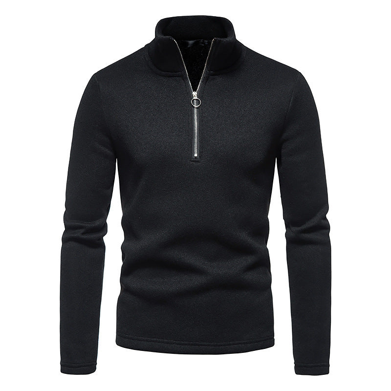 Herren Fleecepullover mit Stehkragen und innovativem Reißverschluss