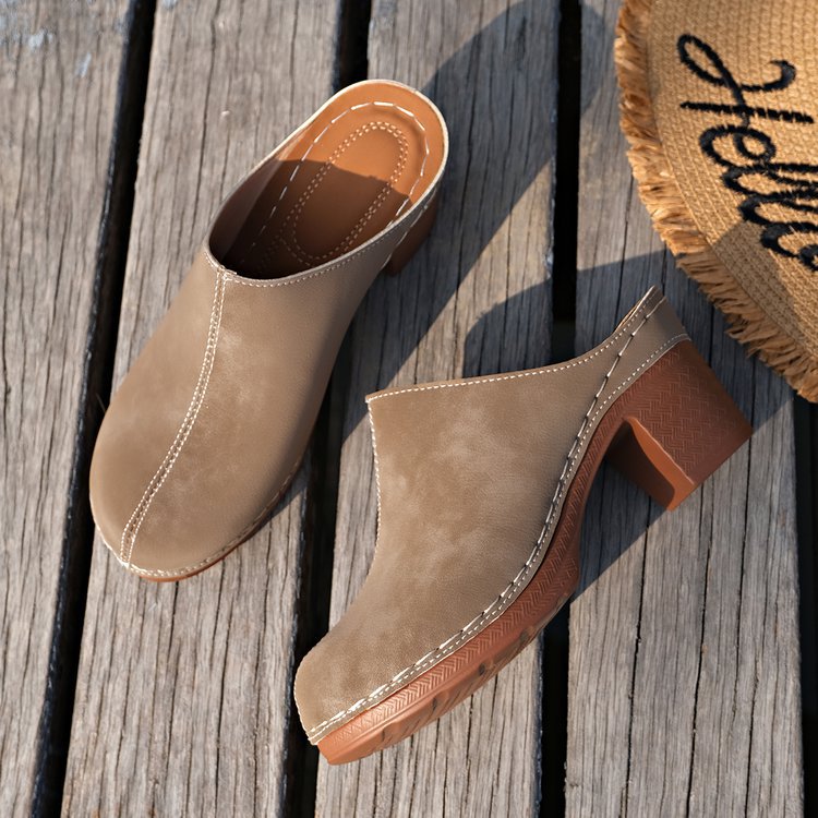Damen Komfortable Clogs mit blockförmigem Absatz