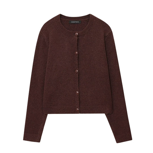 Damen Rundhals-Cardigan mit Knopfleiste und feiner Rippkante Shop Nory