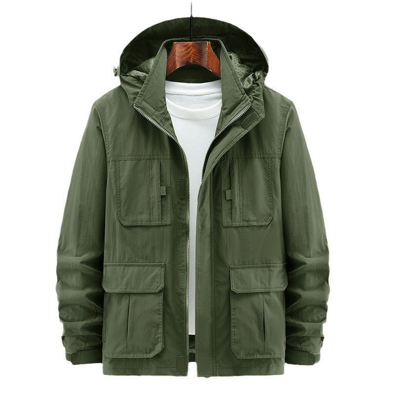 Herren Leichte Outdoor‑Fieldjacke mit Kapuze, vier aufgesetzten Taschen und verdecktem Reißverschluss Shop Nory
