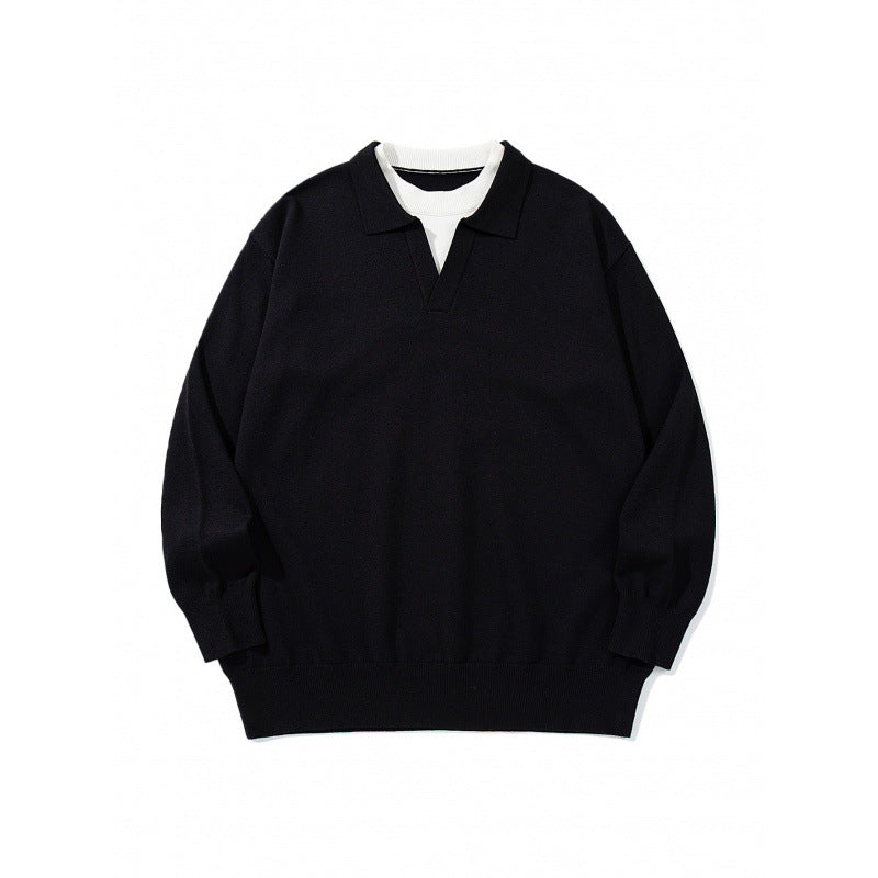 Unisex Oversize-Feinstrickpullover mit offenem Henley-Ausschnitt und kontrastiertem Innenkragen Shop Nory