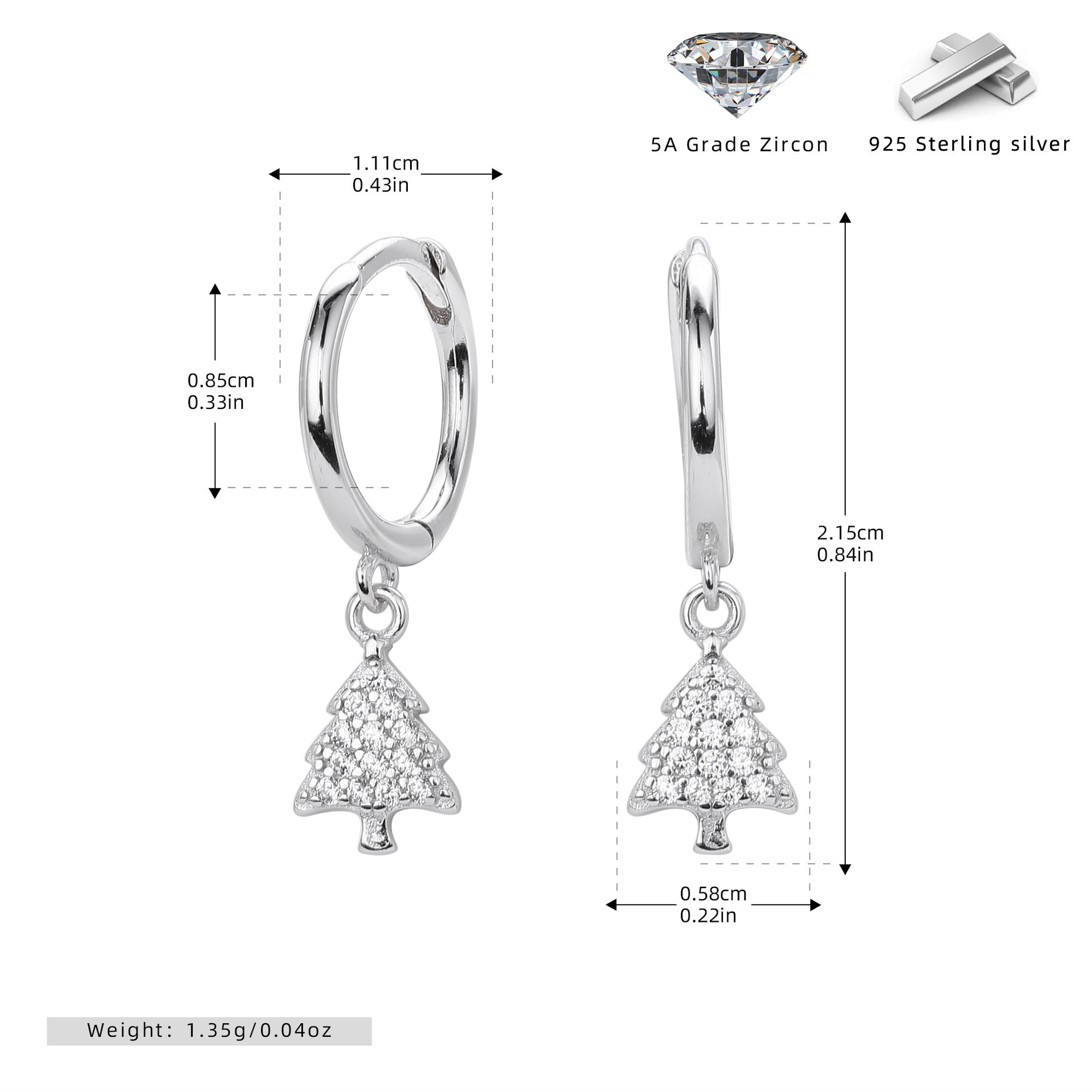 Damen Ohrhänger im stilvollen Weihnachtsbaum-Design aus hochwertigem 925 Sterling Silber Shop Nory