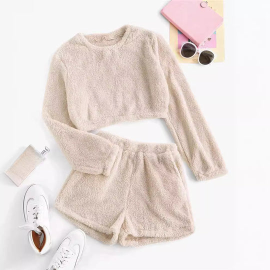 Damen Kuschelige Plüsch-Pyjama-Set