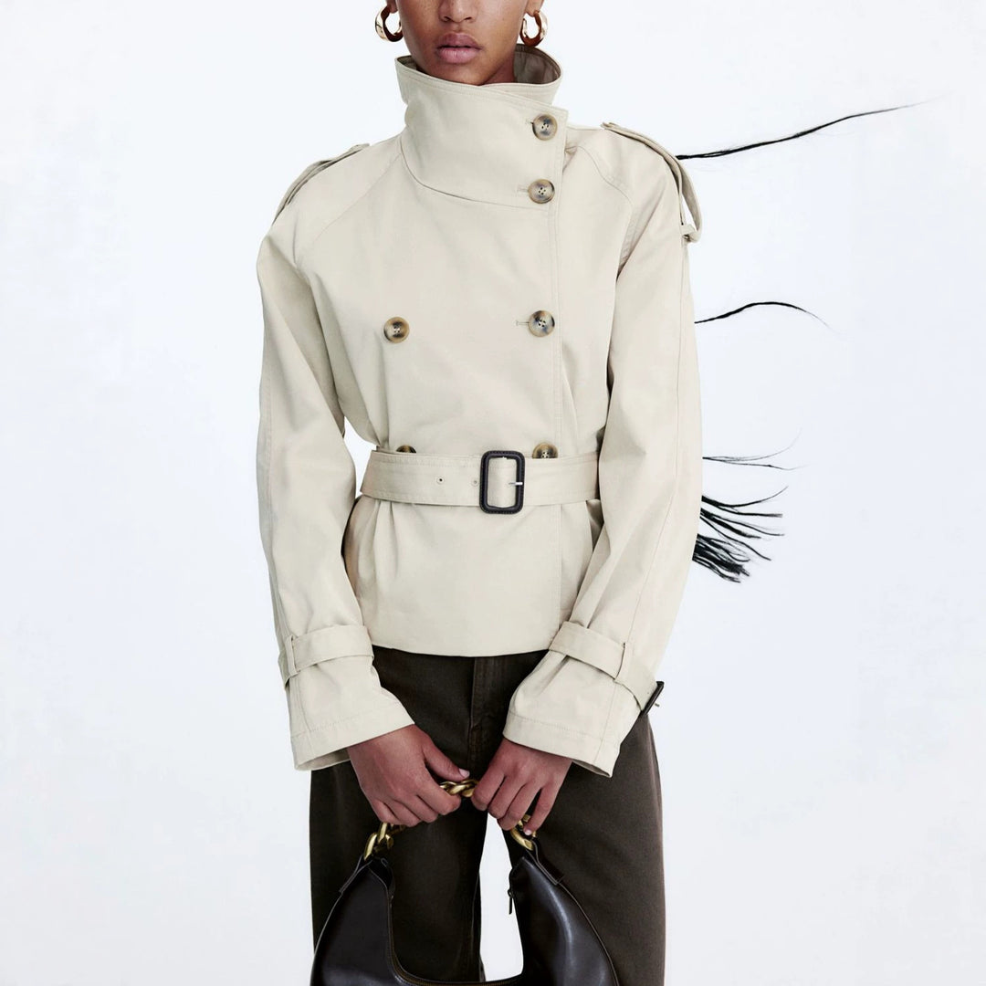 Damen Modische und elegante kurzkarettierte Trenchjacke