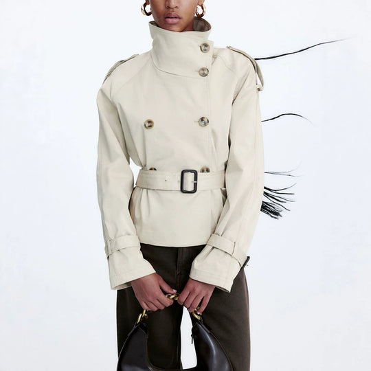 Damen Modische und elegante kurzkarettierte Trenchjacke
