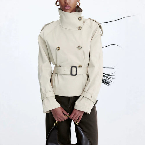 Damen Modische und elegante kurzkarettierte Trenchjacke