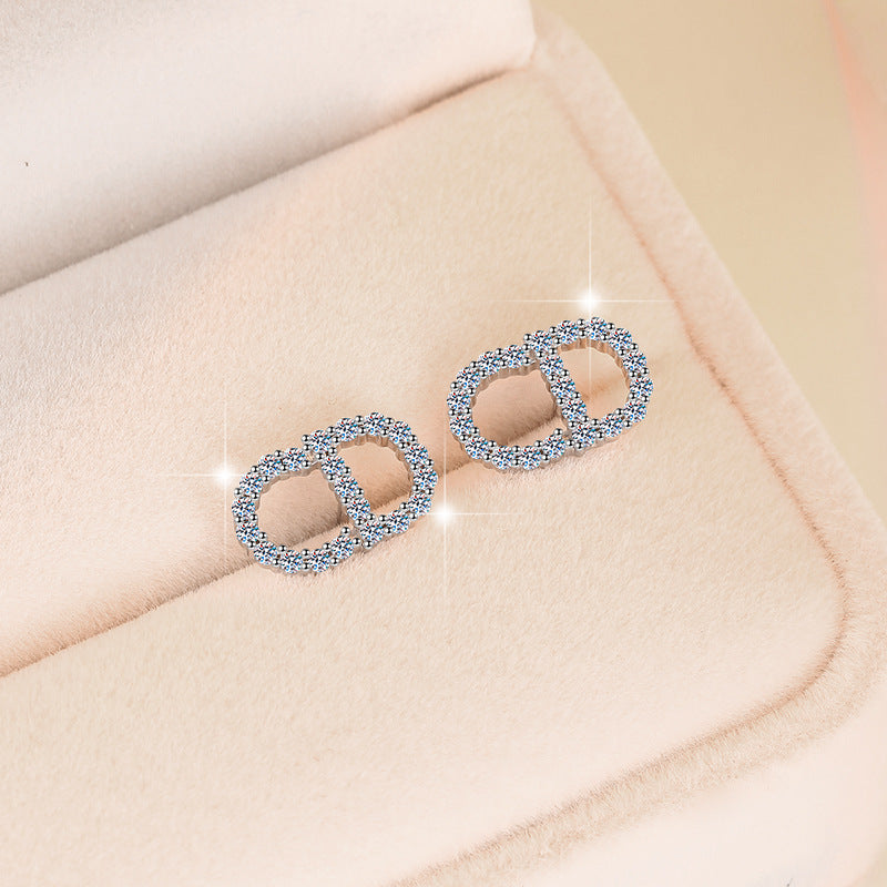 Damen Ohrstecker mit glitzerndem Kristallrahmen Shop Nory