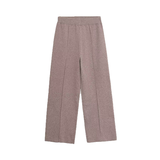 Damen Weite Strickhose mit hoher Taille, elastischem Bund und Teilungsnaht Shop Nory