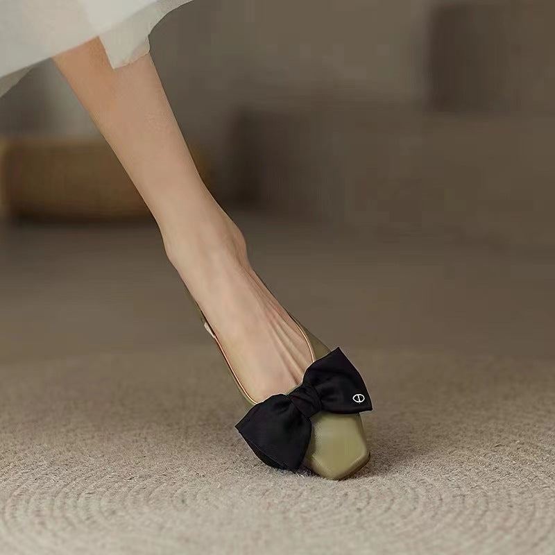 Damen Slingback-Ballerinas mit dekorativem Schleifenakzent Shopnory