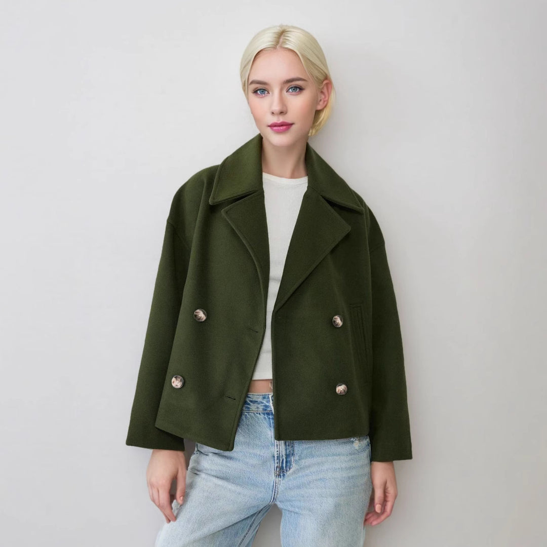 Damen Kurzer Doppelreihiger Wollmix-Mantel mit Oversize-Revers Shop Nory