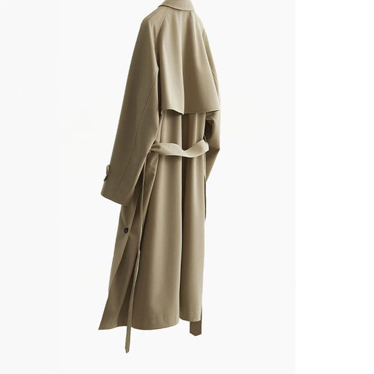 Damen Modischer Langmantel mit hochgeschlossenem Kragen und Taillengürtel Shop Nory