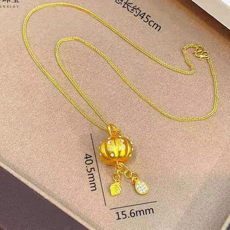 Damen Halskette mit kunstvollem Kürbisanhänger und funkelnden Kristallakzenten Shop Nory