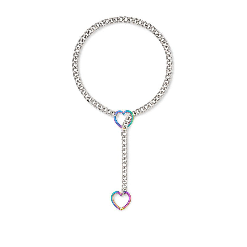 Damen Halskette mit Herzen und glänzendem Kettendesign Shop Nory